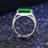 Cross-border Hollow Green Chalcedony Micro-inlaid Zircon Green Agate Ring Jewelry main image 5