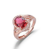 Bague En Or Rose Coréen Avec Zircon Incrusté D&#39;or Rose 18 Carats Et Rubis main image 6