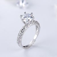Fashion Korean European And American Six-claw Inlaid Zircon Copper Ring main image 2