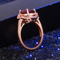 Micro Inlaid Rose Ruby Flower Ring Rose Gold Luxury Ring Jewelry main image 4