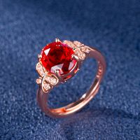 Micro-inlaid Zircon Butterfly Ring Rose Ruby Rose Gold Ring Jewelry main image 1
