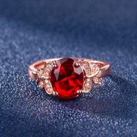 Micro-inlaid Zircon Butterfly Ring Rose Ruby Rose Gold Ring Jewelry main image 3