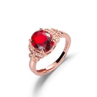 Micro-inlaid Zircon Butterfly Ring Rose Ruby Rose Gold Ring Jewelry main image 6