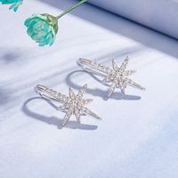 Korean Female Eight-pointed Star Micro-inlaid Zircon Copper Inlaid Zircon Earrings main image 1