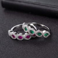 Cross-border Micro Zircon Emerald Ring Ruby Full Diamond Ring Fashion Jewelry main image 1