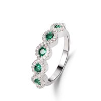 Cross-border Micro Zircon Emerald Ring Ruby Full Diamond Ring Fashion Jewelry main image 6