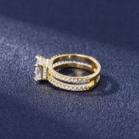 Double Layer Gold Color European And American Four Prong Full Zircon Double Layer 18k Gold Ring main image 5