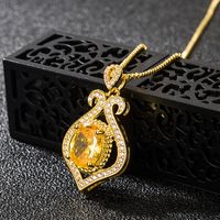 Korean Version Necklace Full Diamond Citrine Heart-shaped Pendant Clavicle Chain main image 4