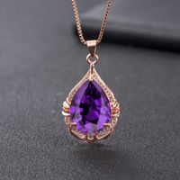 Drop-shaped Amethyst Pendant Fashion Diamond Zircon Purple Diamond Pendant Necklace main image 1