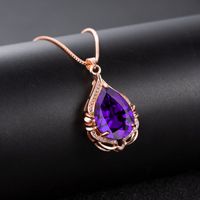 Drop-shaped Amethyst Pendant Fashion Diamond Zircon Purple Diamond Pendant Necklace main image 4