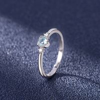 Blue Topaz Heart-shaped Ring European And American Zircon Blue Fashion Ring main image 3