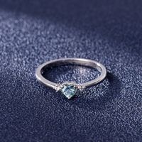 Blue Topaz Heart-shaped Ring European And American Zircon Blue Fashion Ring main image 4
