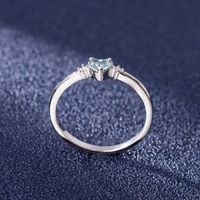 Blue Topaz Heart-shaped Ring European And American Zircon Blue Fashion Ring main image 5