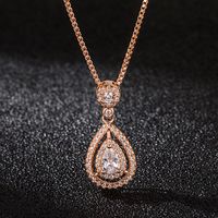 Korean Version Necklace Full Diamond Water Drop Pendant Fashion Clavicle Chain Necklace Wedding Jewelry main image 1