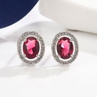 Fashion Earrings Female Micro Inlaid Rose Ruby Copper Earrings main image 3