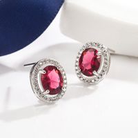 Fashion Earrings Female Micro Inlaid Rose Ruby Copper Earrings main image 2