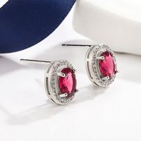 Fashion Earrings Female Micro Inlaid Rose Ruby Copper Earrings main image 4