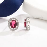 Fashion Earrings Female Micro Inlaid Rose Ruby Copper Earrings main image 5