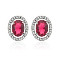 Fashion Earrings Female Micro Inlaid Rose Ruby Copper Earrings main image 6