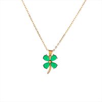 Korean Version Green Agate Four-leaf Clover Necklace Green Chalcedony Four-leaf Clover Pendant Clavicle Chain Jewelry main image 6