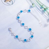 Bracelet En Cuivre Coeur Diamant Bleu Incrusté De Zircons Design En Forme De Coeur main image 5
