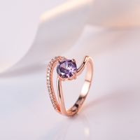 New Zircon-encrusted Purple Ring European And American Rose Gold Purple Zircon Ring Jewelry main image 3