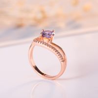 New Zircon-encrusted Purple Ring European And American Rose Gold Purple Zircon Ring Jewelry main image 4