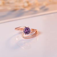 New Zircon-encrusted Purple Ring European And American Rose Gold Purple Zircon Ring Jewelry main image 5
