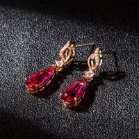 Pendientes De Cristal De Circonita Con Diamantes De Moda Pendientes De Cobre Rojo Rosa En Forma De Gota Femenina main image 1