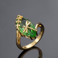 European And American Cross-border Green New Dragonfly Olive Emerald Ring Fashion Jewelry main image 3