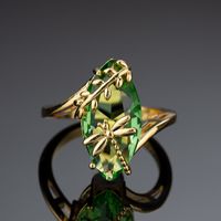 European And American Cross-border Green New Dragonfly Olive Emerald Ring Fashion Jewelry main image 4