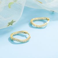 European And American Diamond Wavy Earrings Female 18k Gold Inlaid Zircon Earrings main image 4