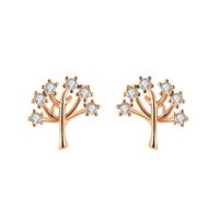 Versión Coreana De Lindos Aretes Plateados Del Árbol De La Vida, Planta Llena De Diamantes Aretes Del Árbol De La Vida main image 6