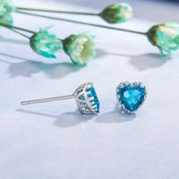 Corée Bleu Zircon Petites Boucles D&#39;oreilles Cuivre Incrusté De Zircon Boucles D&#39;oreilles En Gros main image 5