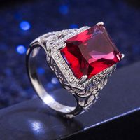Rose Ruby Ring European And American Hollow Generous Ruby Ring Fashion Jewelry main image 1