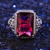 Rose Ruby Ring European And American Hollow Generous Ruby Ring Fashion Jewelry main image 3