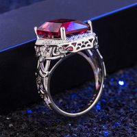 Rose Ruby Ring European And American Hollow Generous Ruby Ring Fashion Jewelry main image 4