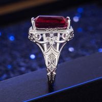 Rose Ruby Ring European And American Hollow Generous Ruby Ring Fashion Jewelry main image 5
