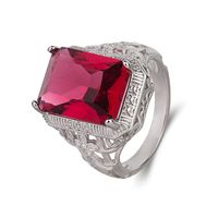 Rose Ruby Ring European And American Hollow Generous Ruby Ring Fashion Jewelry main image 6