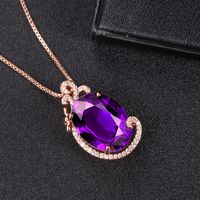 Diamond-studded Purple Rhinestone Pendant Full Diamond Pendant Necklace Fashion Jewelry main image 3