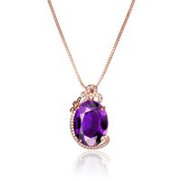 Diamond-studded Purple Rhinestone Pendant Full Diamond Pendant Necklace Fashion Jewelry main image 6