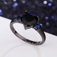 Heart-shaped Black European And American Simulation Diamond Heart-shaped Ring Fashion Jewelry main image 3