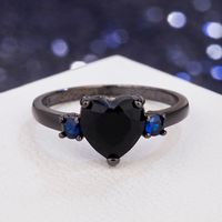 Heart-shaped Black European And American Simulation Diamond Heart-shaped Ring Fashion Jewelry main image 4