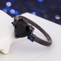 Heart-shaped Black European And American Simulation Diamond Heart-shaped Ring Fashion Jewelry main image 5