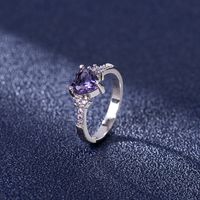 Zircon Heart-shaped Amethyst Ring European Fashion Purple Zircon Ring Jewelry main image 1