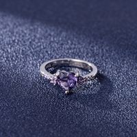 Zircon Heart-shaped Amethyst Ring European Fashion Purple Zircon Ring Jewelry main image 3