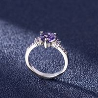 Zircon Heart-shaped Amethyst Ring European Fashion Purple Zircon Ring Jewelry main image 4