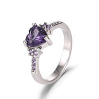Zircon Heart-shaped Amethyst Ring European Fashion Purple Zircon Ring Jewelry main image 6