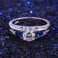 Diamant Bleu En Forme De Coeur Diamant De Simulation Bleu Européen Et Américain Bijoux De Mode Simples Transfrontaliers main image 6