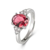 European And American Simple Micro-inlaid Zircon Platinum-plated Ruby Ring Amethyst Ring main image 2